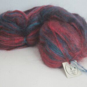 Vtg Dyed In The Wool Hand Painted Mohair Yarn Maroon Teal 18 Oz 1100 Yds Hank